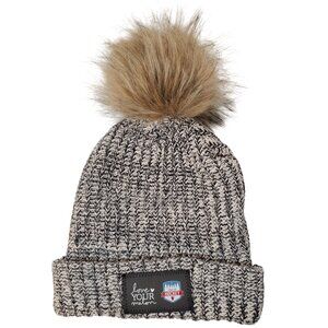 "Love Your Melon State of Hockey" Gray Beanie Cap Hat w/ Removable Faux Fur Pom